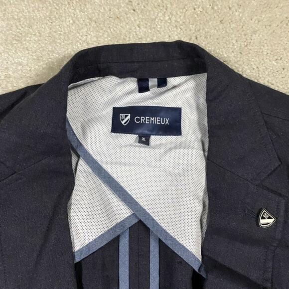 Cremieux Jacket Mens XL Navy Linen Blazer Suit Wedding Formal Preppy Lightweight - Picture 2 of 9